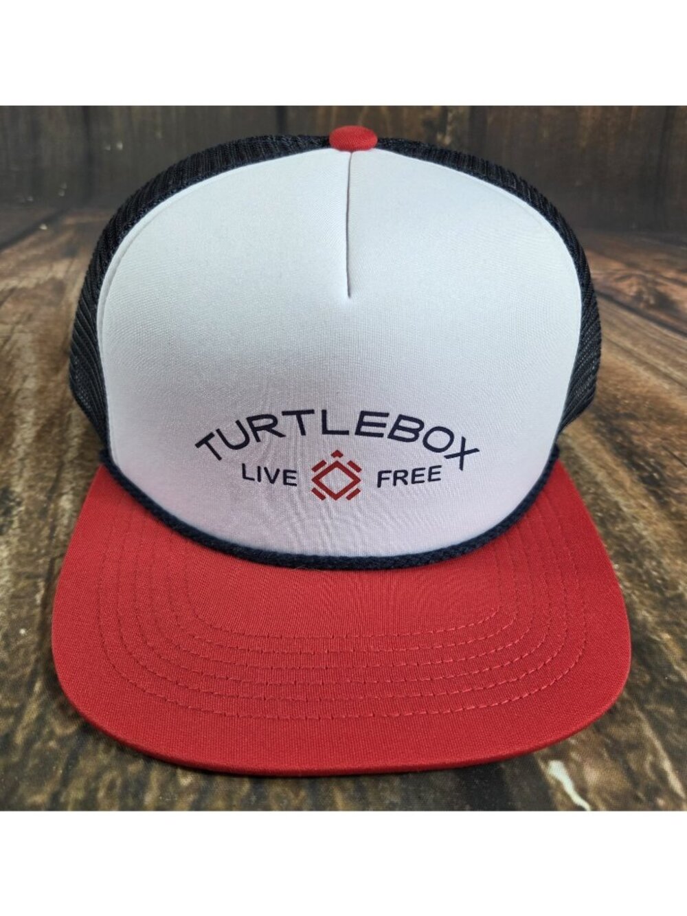 Turtlebox Red White Blue Trucker Hat Cap One Size Adjustable Mesh Back Live Free